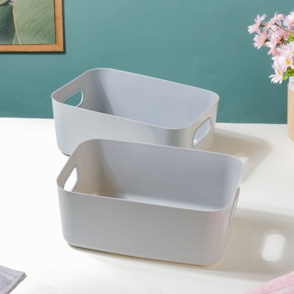 Multipurpose Storage Basket Grey Set Of 2 11 Inch - Basket | Organizer | Kitchen basket | Storage basket