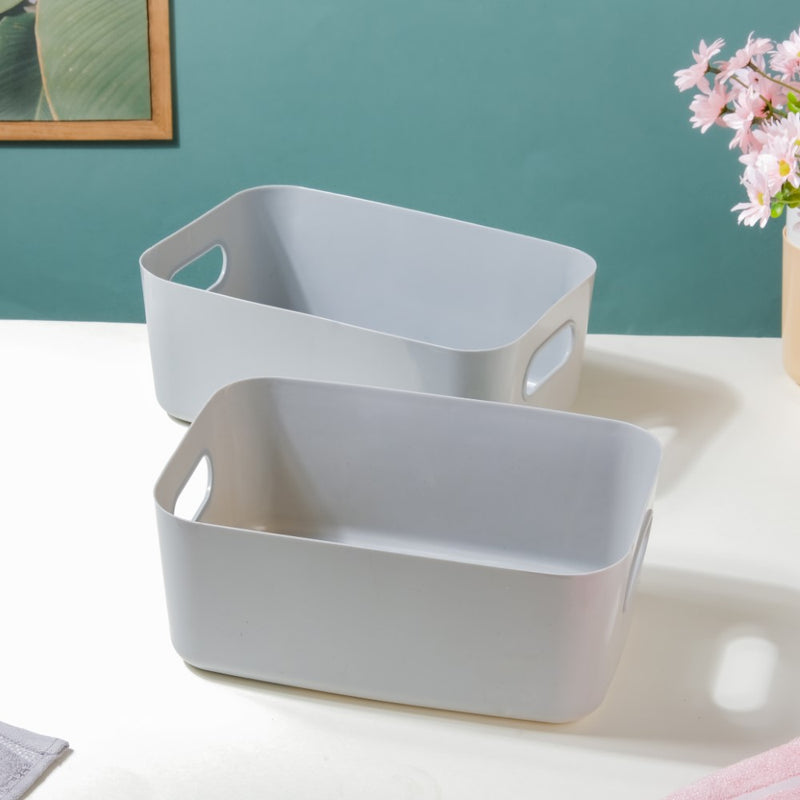 Multipurpose Storage Basket Grey Set Of 2 11 Inch - Basket | Organizer | Kitchen basket | Storage basket