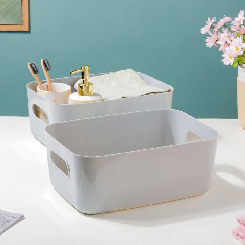 Multipurpose Storage Basket Grey Set Of 2 11 Inch - Basket | Organizer | Kitchen basket | Storage basket