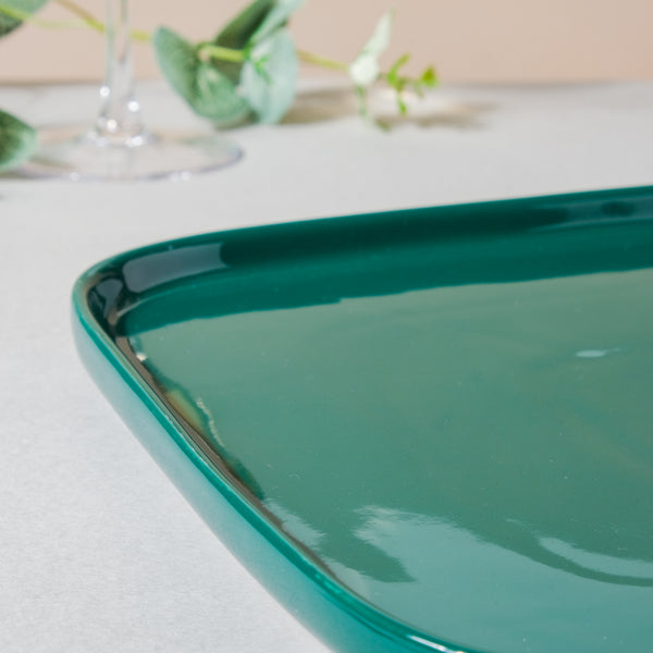 Verdant Square Ceramic Dinner Plate Green 9.5 Inch