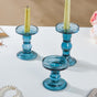 Royal Blue Glass Candle Stand Set Of 3 - Candle stand set | Living room decoration ideas