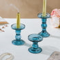 Royal Blue Glass Candle Stand Set Of 3 - Candle stand set | Living room decoration ideas