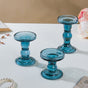 Royal Blue Glass Candle Stand Set Of 3 - Candle stand set | Living room decoration ideas