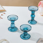 Royal Blue Glass Candle Stand Set Of 3 - Candle stand set | Living room decoration ideas