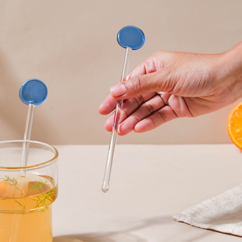 Glass Stirring Spoon Set of 2 Blue