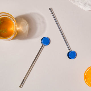 Glass Stirring Spoon Set of 2 Blue