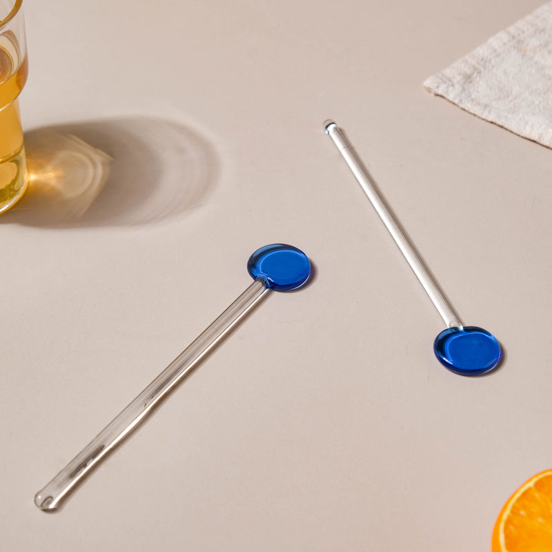 Glass Stirring Spoon Set of 2 Blue