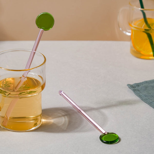 Glass Stirring Spoon Set of 2 Green