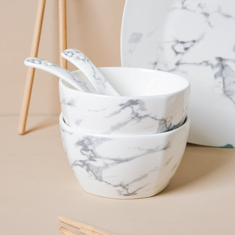 Marble 16 Piece Pasta Snack Set For 4