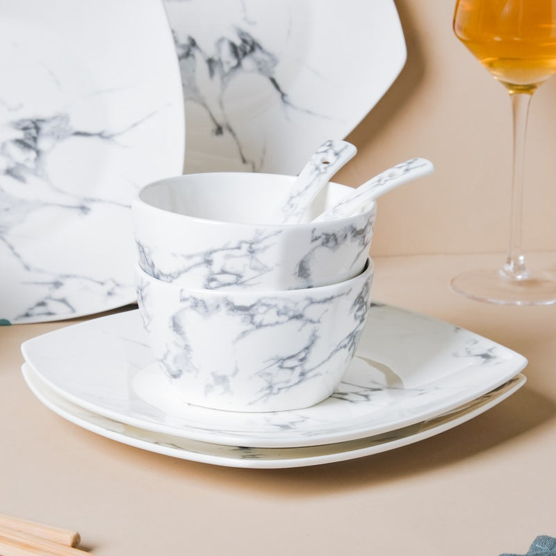 Marble 16 Piece Pasta Snack Set For 4