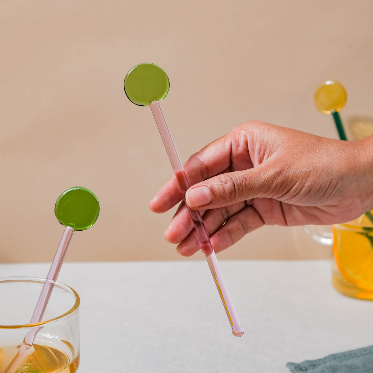 Glass Stirring Spoon Set of 2 Green