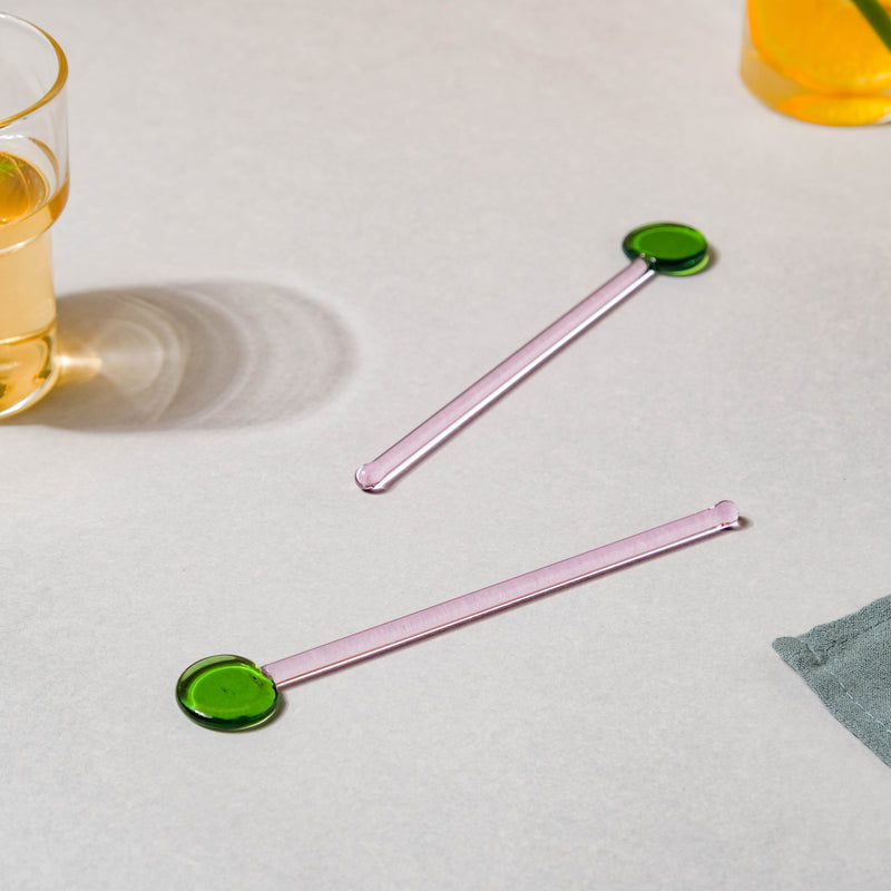 Glass Stirring Spoon Set of 2 Green