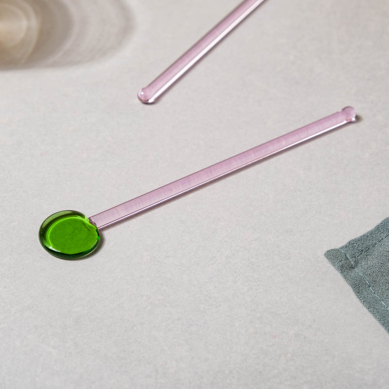 Glass Stirring Spoon Set of 2 Green