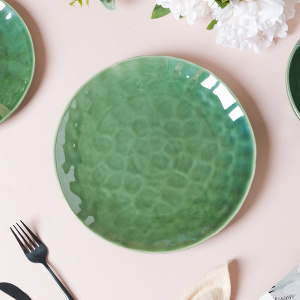 Forest Green Gloss Ceramic Dinner Plate 9.8 Inch