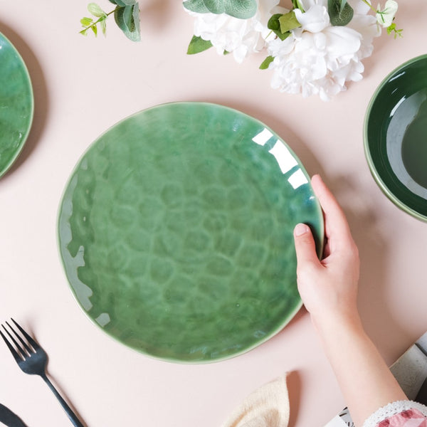 Forest Green Gloss Ceramic Dinner Plate 9.8 Inch