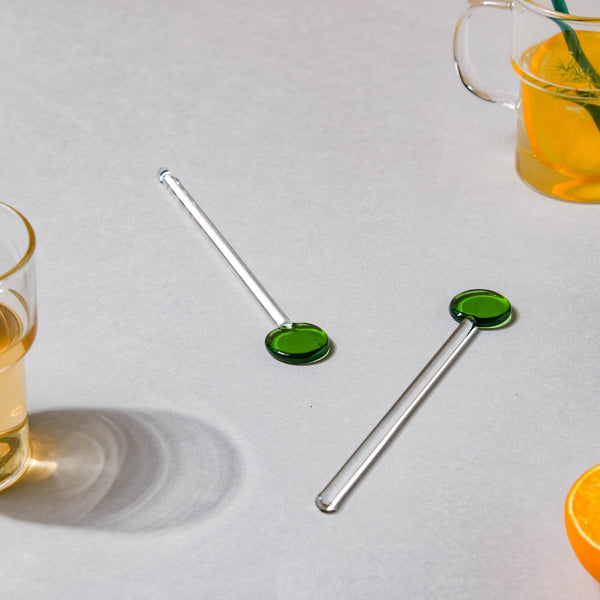 Glass Stirrer Set of 2 Green