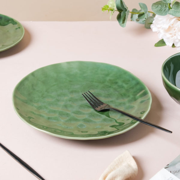 Forest Green Gloss Ceramic Dinner Plate 9.8 Inch