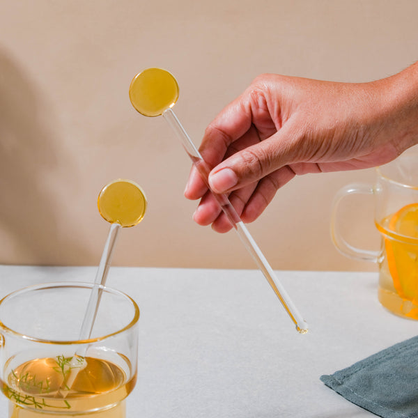 Glass Stirring Spoon Set of Yellow
