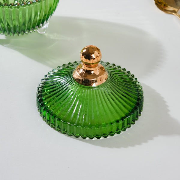 Vintage Glass Jar With Lid Green Small 100ml
