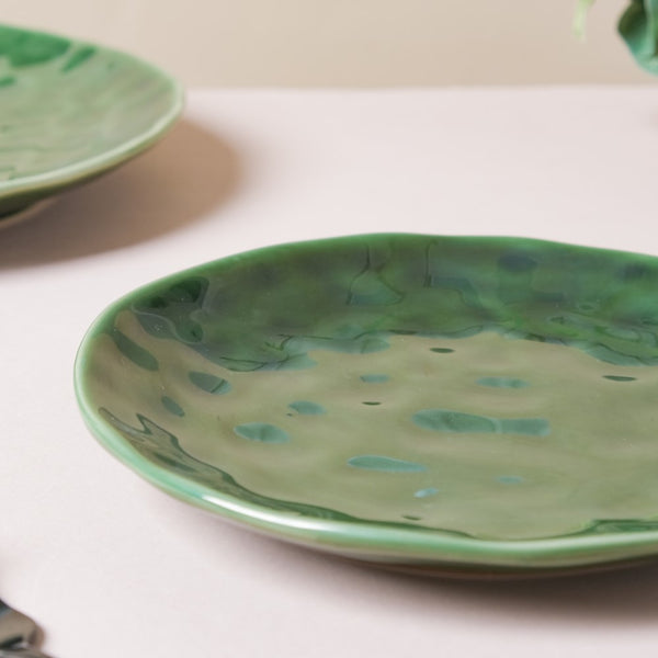 Forest Green Gloss Ceramic Snack Plate 8 Inch