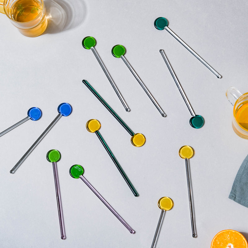 Glass Stirring Spoon Set of 2 Green