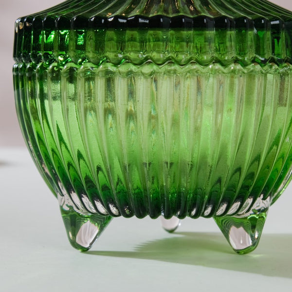 Vintage Glass Jar With Lid Green Small 100ml