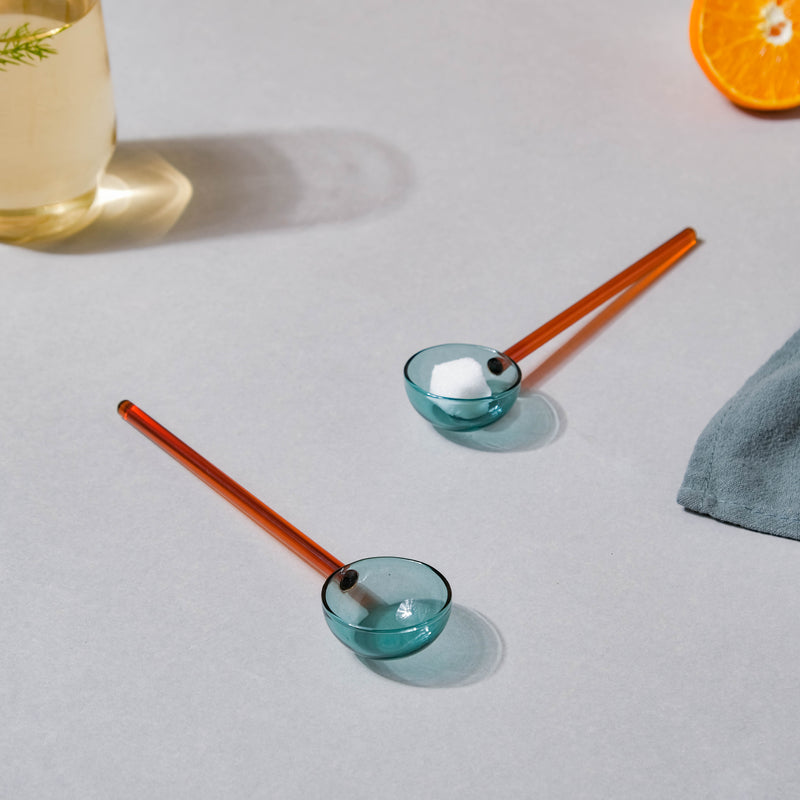 Glass Scoop Spoon Set of 2 Brown