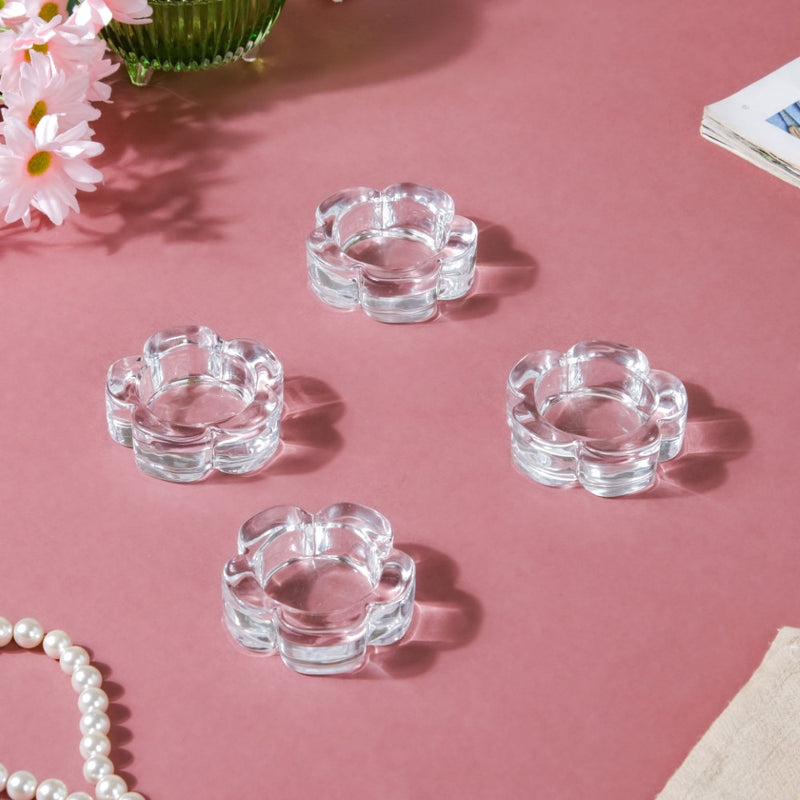 Flower Glass Tealight Candle Holder Set of 4 - Candle holder | Home decoration item