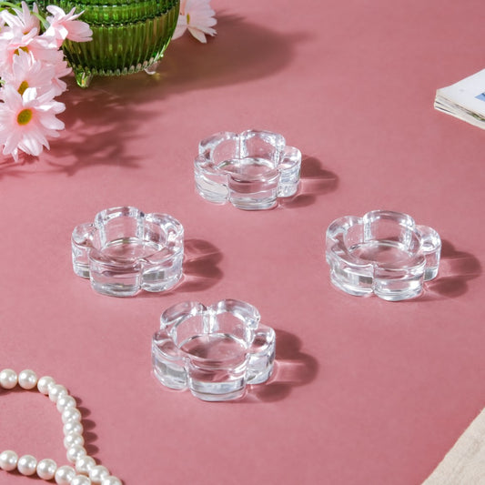 Flower Glass Tealight Candle Holder Set of 4 - Candle holder | Home decoration item