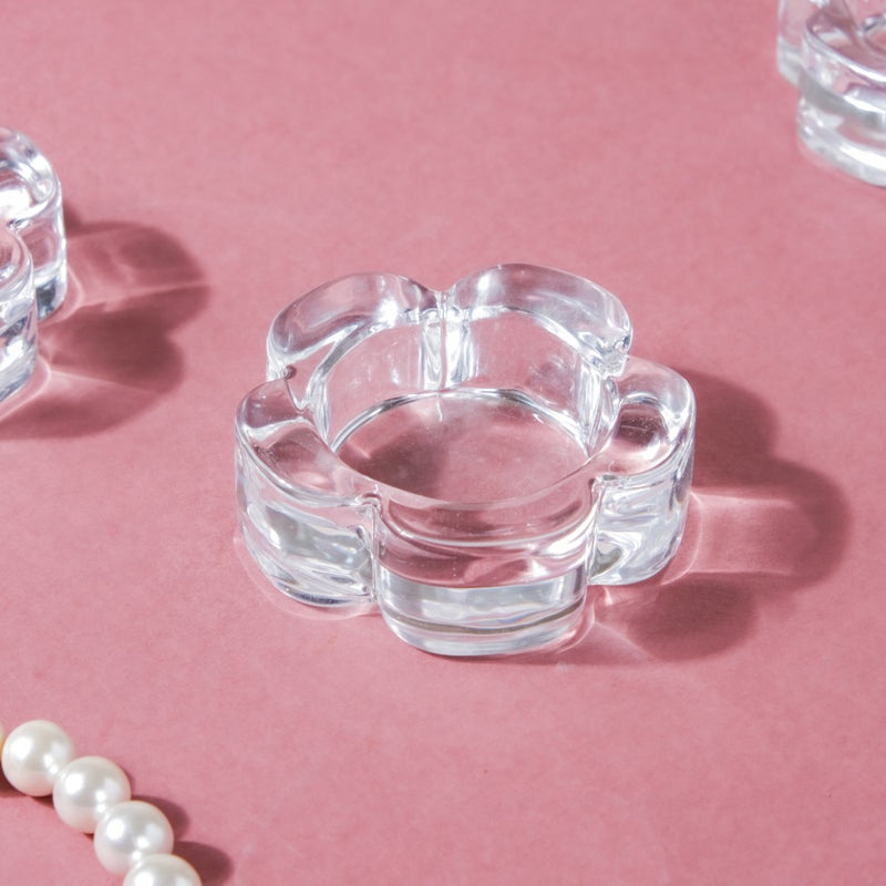 Flower Glass Tealight Candle Holder Set of 4 - Candle holder | Home decoration item