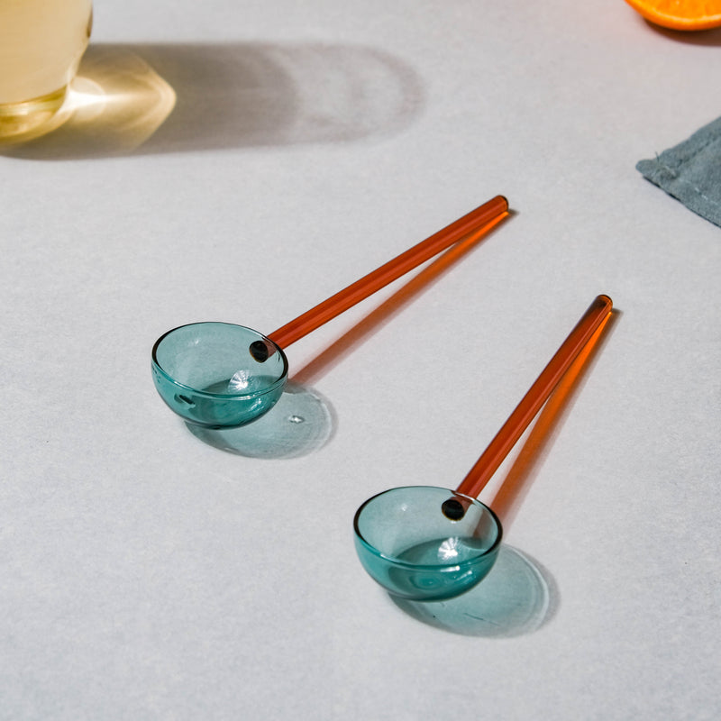 Glass Scoop Spoon Set of 2 Brown