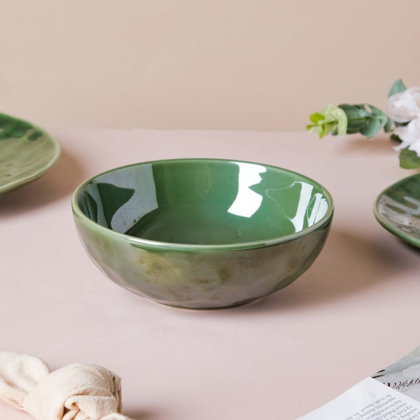 Forest Green Gloss Serving Bowl 6.5 Inch 800 ml - Bowl, ceramic bowl, serving bowls, noodle bowl, salad bowls, bowl for snacks, large serving bowl | Bowls for dining table & home decor