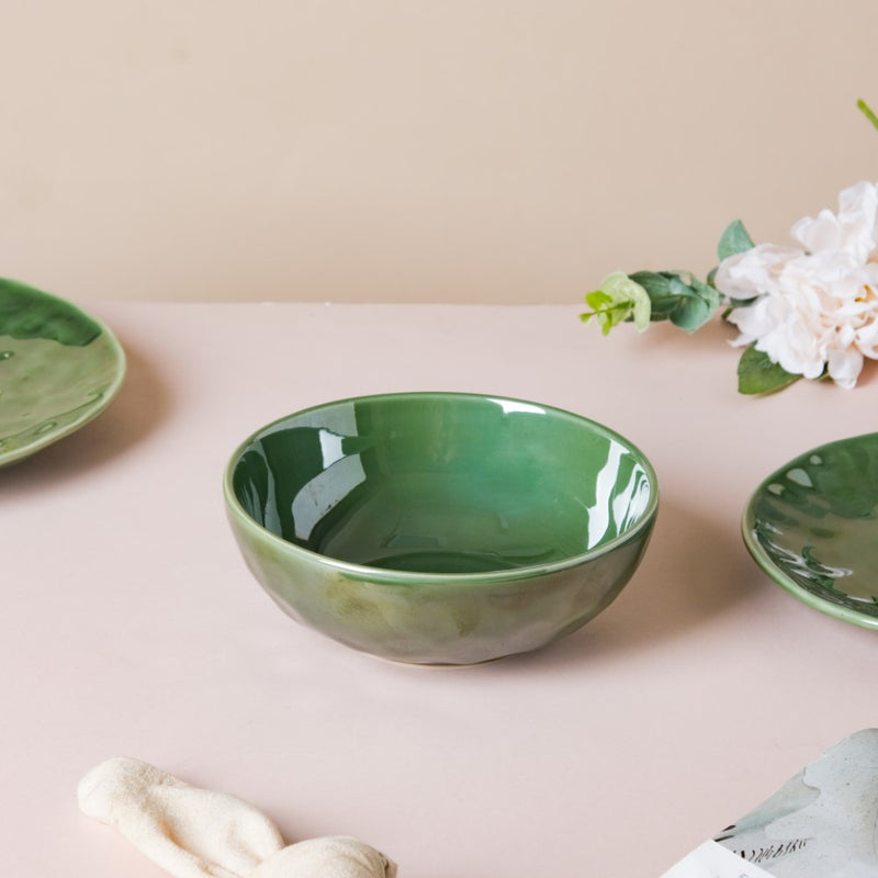 Forest Green Gloss Serving Bowl 6.5 Inch 800 ml - Bowl, ceramic bowl, serving bowls, noodle bowl, salad bowls, bowl for snacks, large serving bowl | Bowls for dining table & home decor