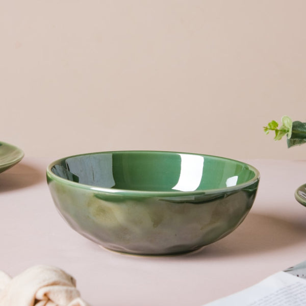 Forest Green Gloss Serving Bowl 6.5 Inch 800 ml - Bowl, ceramic bowl, serving bowls, noodle bowl, salad bowls, bowl for snacks, large serving bowl | Bowls for dining table & home decor