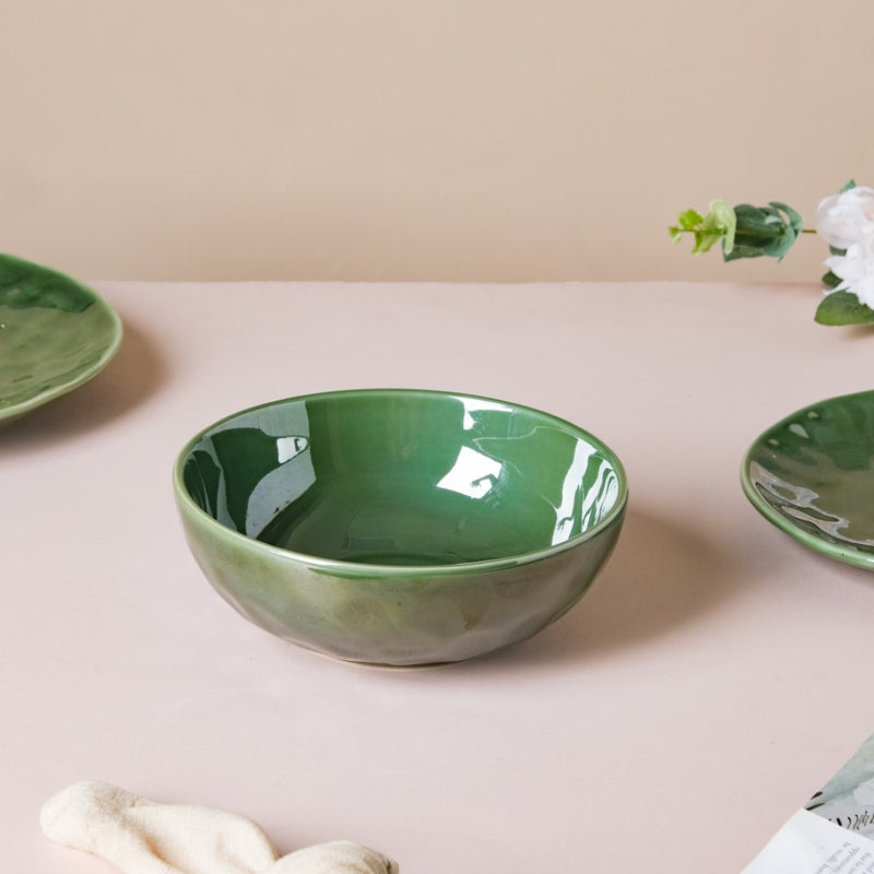 Forest Green Gloss Serving Bowl 6.5 Inch 800 ml - Bowl, ceramic bowl, serving bowls, noodle bowl, salad bowls, bowl for snacks, large serving bowl | Bowls for dining table & home decor