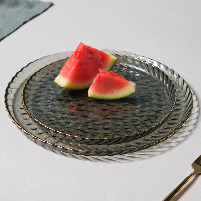 Glass Dinner Plate Grey - Serving plate, lunch plate, ceramic dinner plates| Plates for dining table & home decor