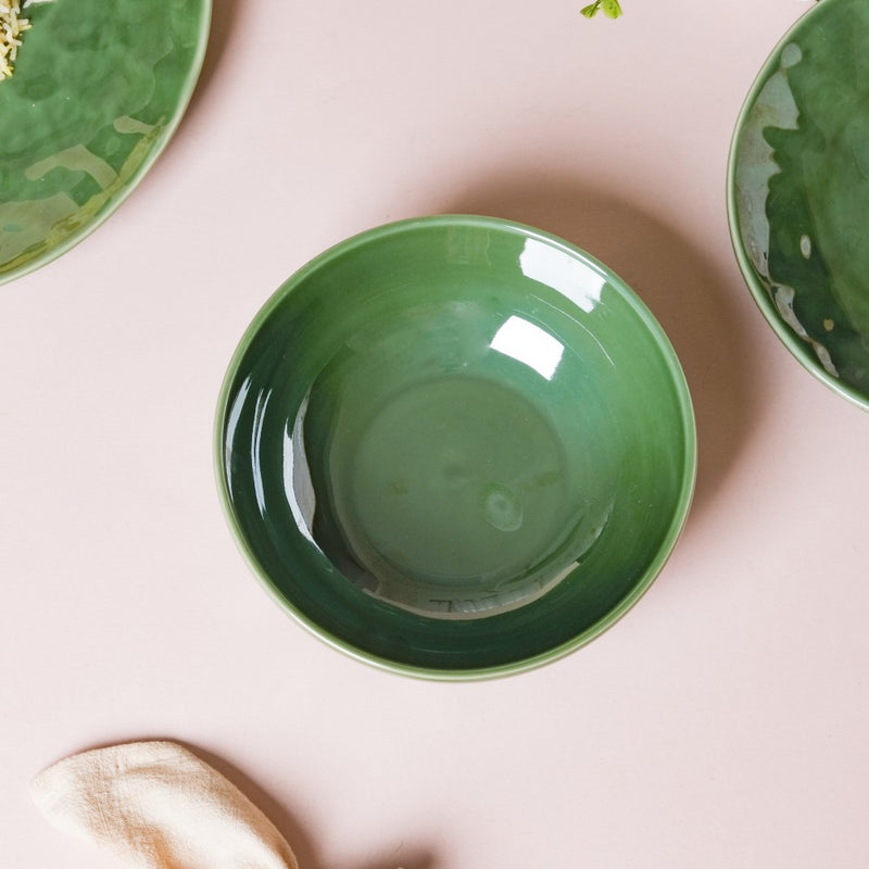 Forest Green Gloss Serving Bowl 6.5 Inch 800 ml - Bowl, ceramic bowl, serving bowls, noodle bowl, salad bowls, bowl for snacks, large serving bowl | Bowls for dining table & home decor