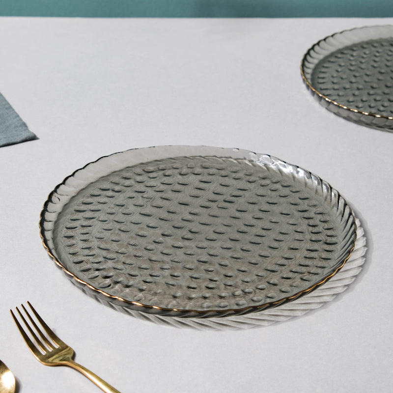 Glass Dinner Plate Grey - Serving plate, lunch plate, ceramic dinner plates| Plates for dining table & home decor