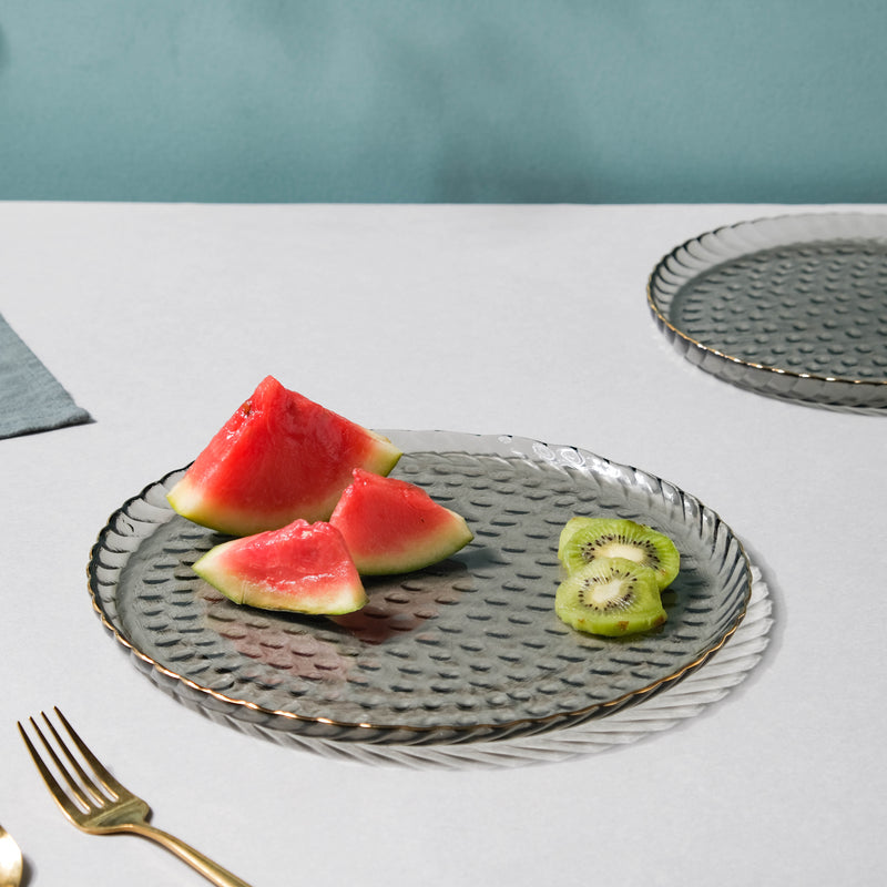 Glass Dinner Plate Grey - Serving plate, lunch plate, ceramic dinner plates| Plates for dining table & home decor