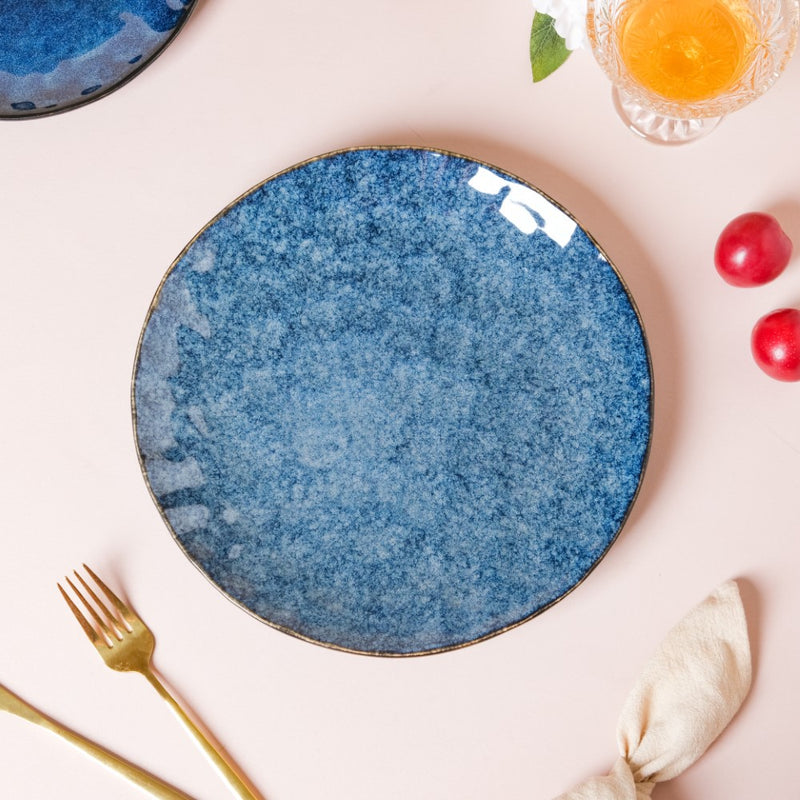 Sapphire Ceramic Dinner Plate Blue 10 Inch - Serving plate, rice plate, ceramic dinner plates| Plates for dining table & home decor