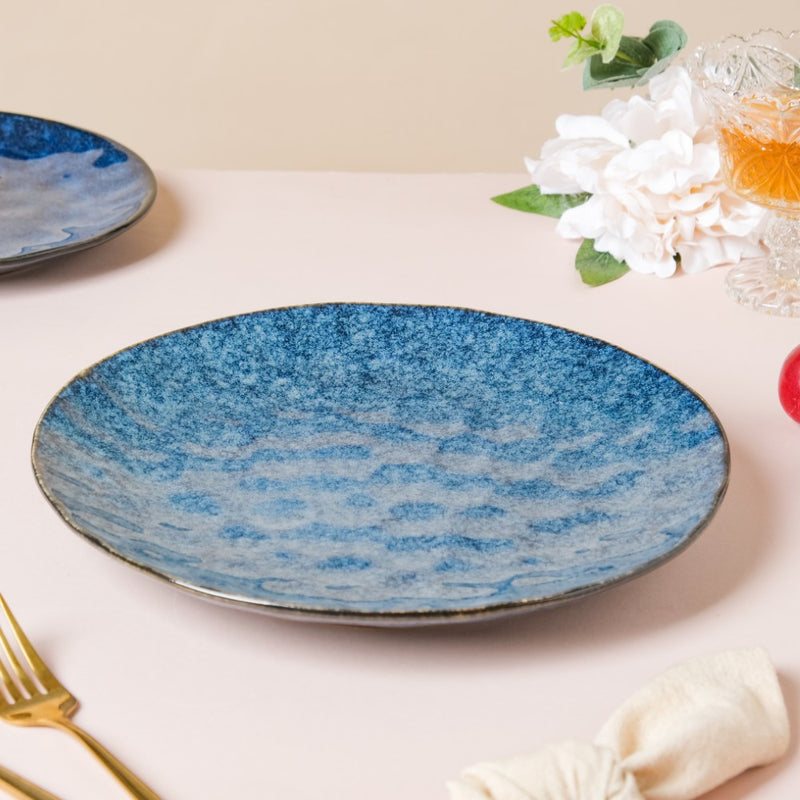 Sapphire Ceramic Dinner Plate Blue 10 Inch - Serving plate, rice plate, ceramic dinner plates| Plates for dining table & home decor
