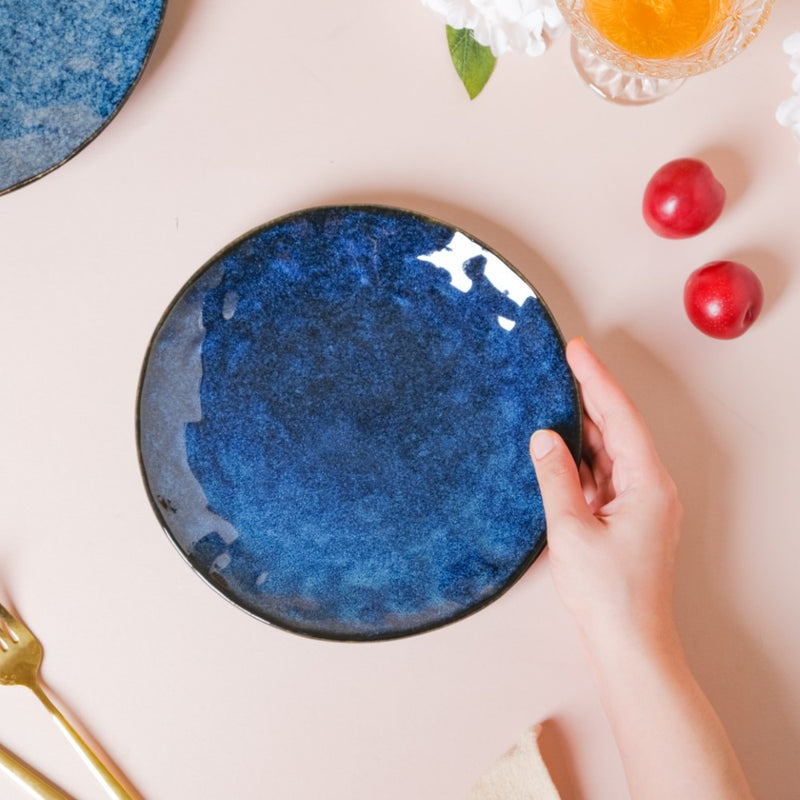 Sapphire Luxe Snack Plate Blue 8 Inch - Serving plate, snack plate, dessert plate | Plates for dining & home decor