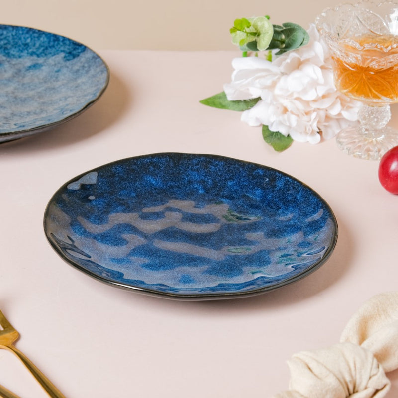 Sapphire Luxe Snack Plate Blue 8 Inch - Serving plate, snack plate, dessert plate | Plates for dining & home decor