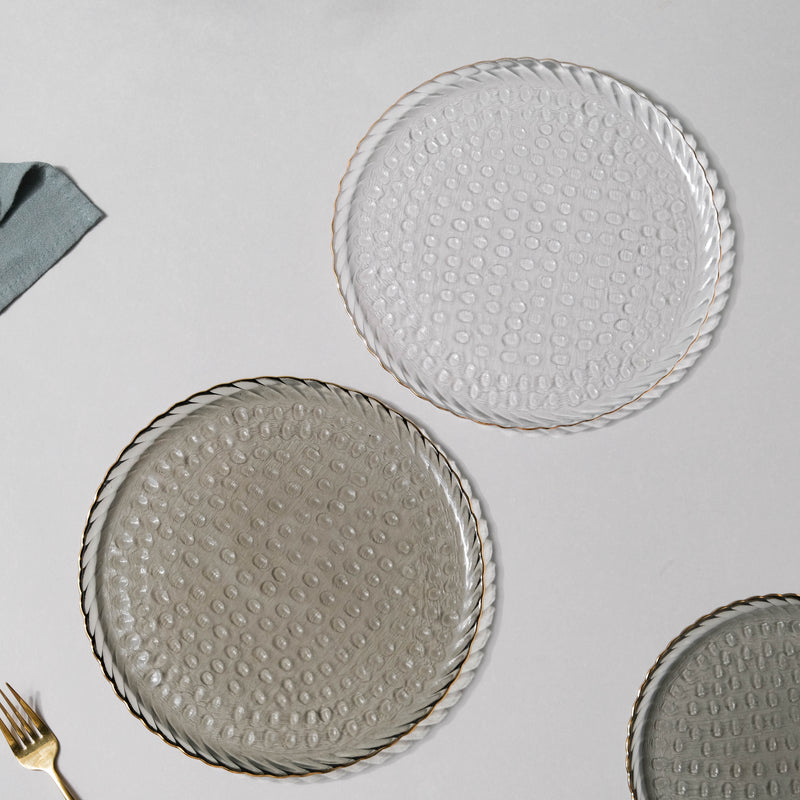 Glass Dinner Plate Grey - Serving plate, lunch plate, ceramic dinner plates| Plates for dining table & home decor