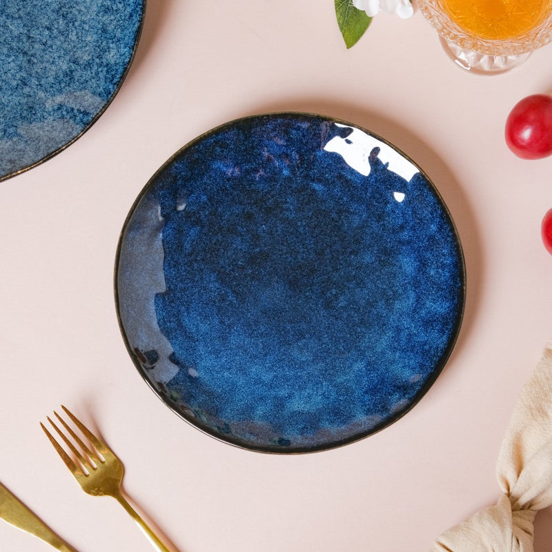 Sapphire Luxe Snack Plate Blue 8 Inch - Serving plate, snack plate, dessert plate | Plates for dining & home decor