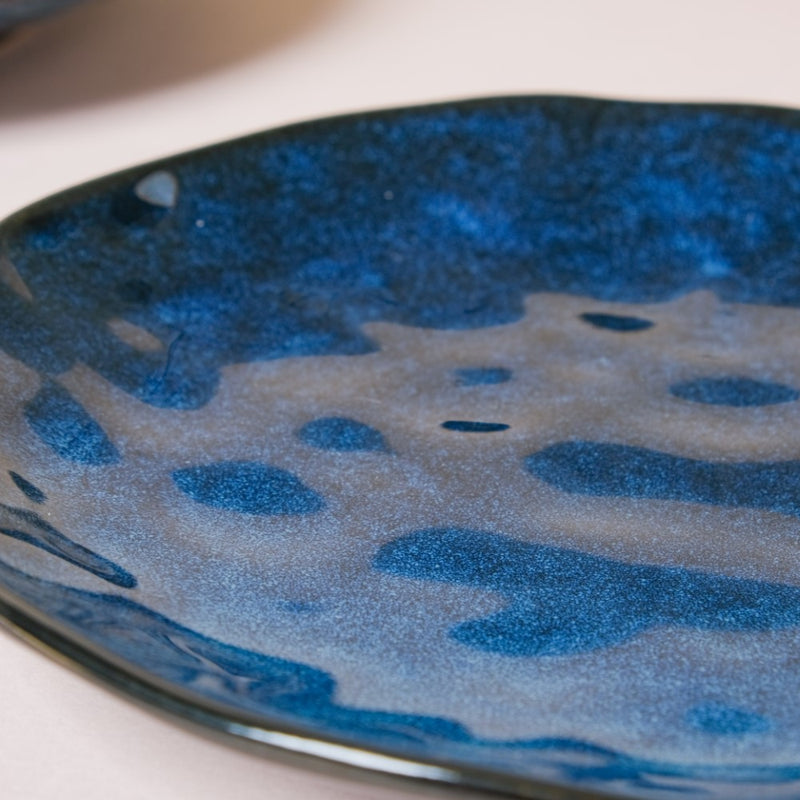 Sapphire Ceramic Dinner Plate Blue 10 Inch - Serving plate, rice plate, ceramic dinner plates| Plates for dining table & home decor