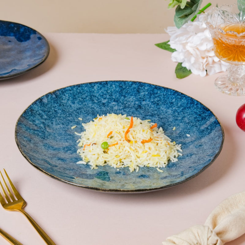 Sapphire Ceramic Dinner Plate Blue 10 Inch - Serving plate, rice plate, ceramic dinner plates| Plates for dining table & home decor
