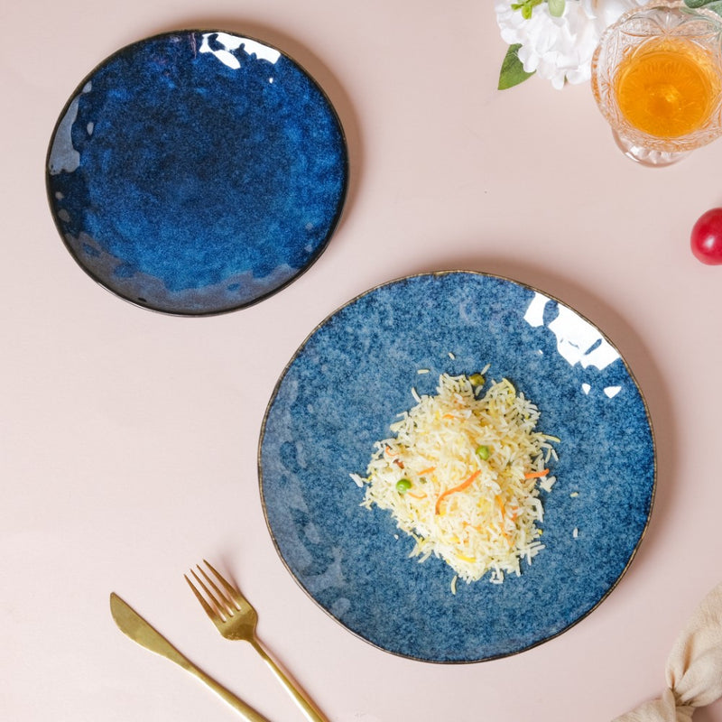 Sapphire Ceramic Dinner Plate Blue 10 Inch - Serving plate, rice plate, ceramic dinner plates| Plates for dining table & home decor