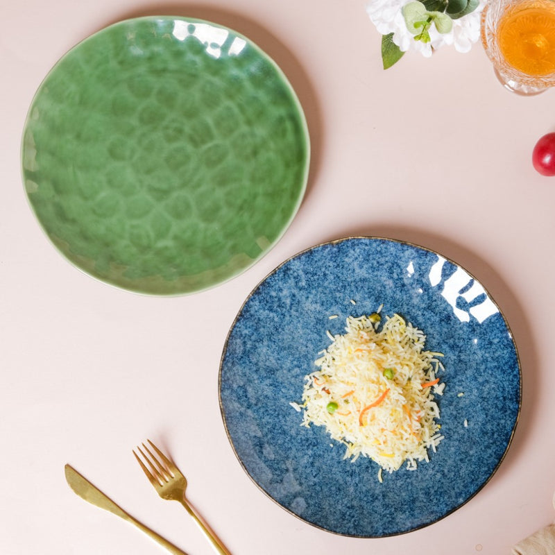 Sapphire Ceramic Dinner Plate Blue 10 Inch - Serving plate, rice plate, ceramic dinner plates| Plates for dining table & home decor