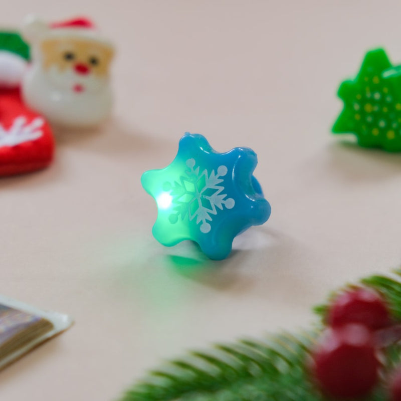 Quirky LED Snowflake PVC Ring Blue